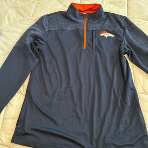 NFL Broncos Navy and Orange Quarter-Zip Pullover